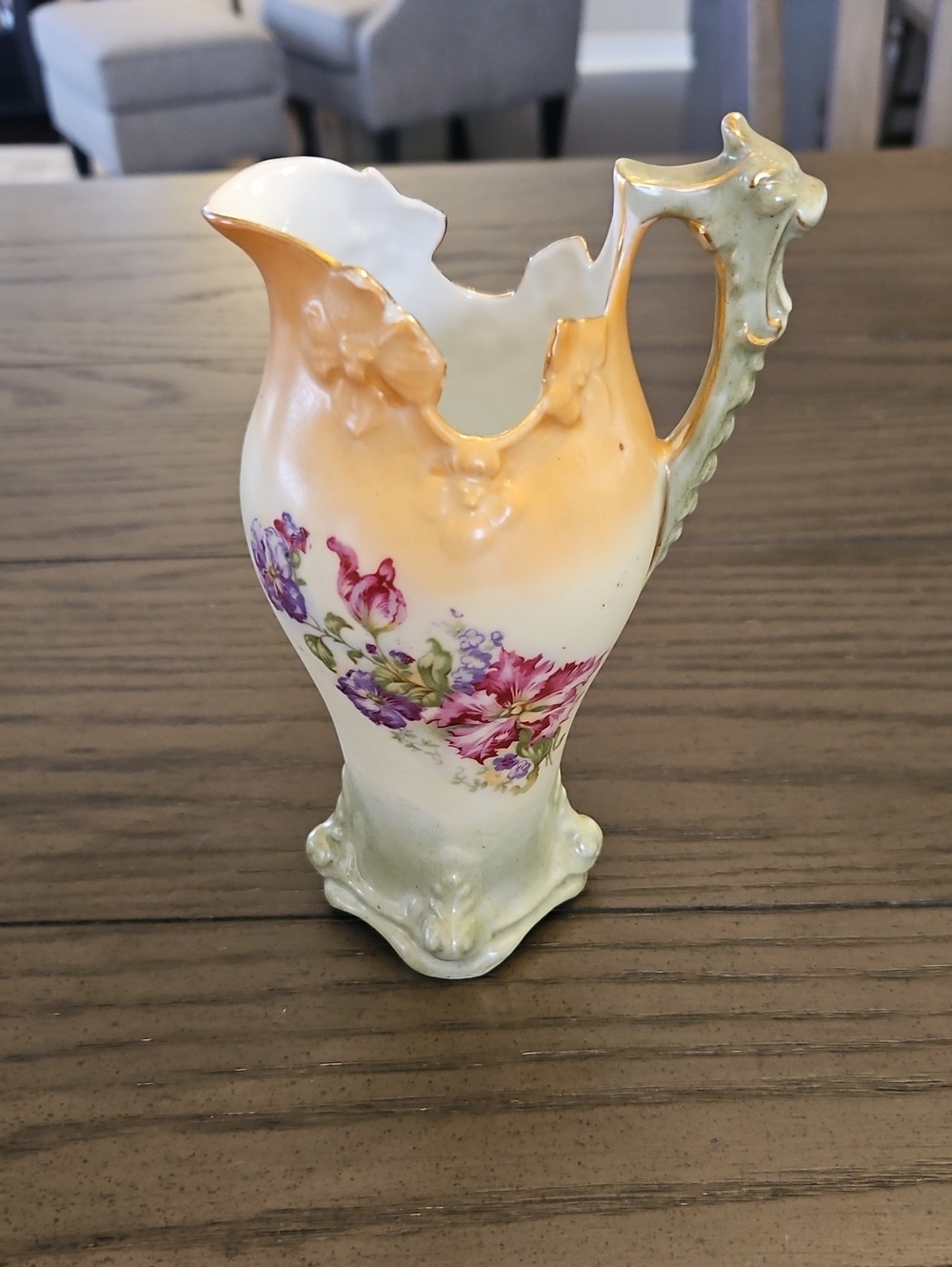 Vintage Decorative Floral Porcelain Pitcher